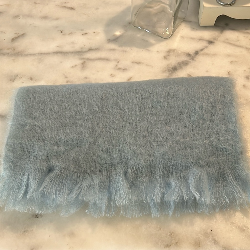 JAEGER MOHAIR Scarf Wrap Shawl Made in Great Britain 72” long, 76” w/ fringe